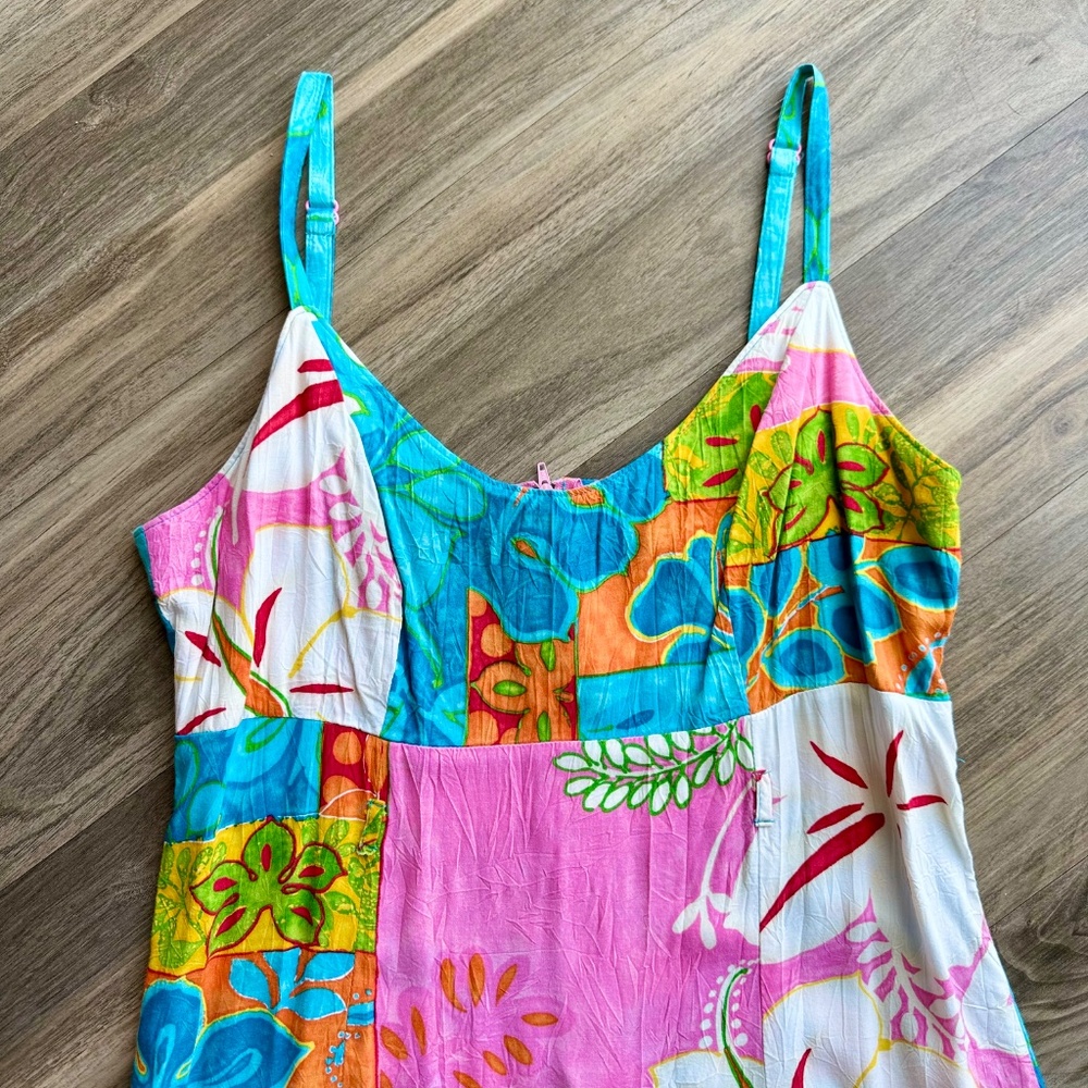 Jam World Tropical Patchwork Floral Sundress Ruff… - image 2